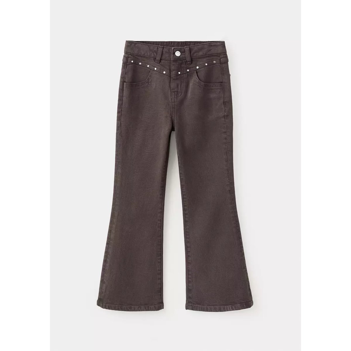 Jean droit clouté chocolat, MANGO KIDS