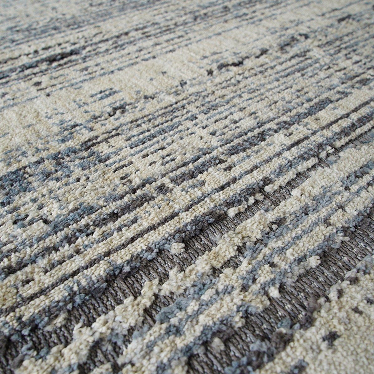 Tapis recyclé motif lignes RECYCLE LINES gris noir, THE DECO FACTORY