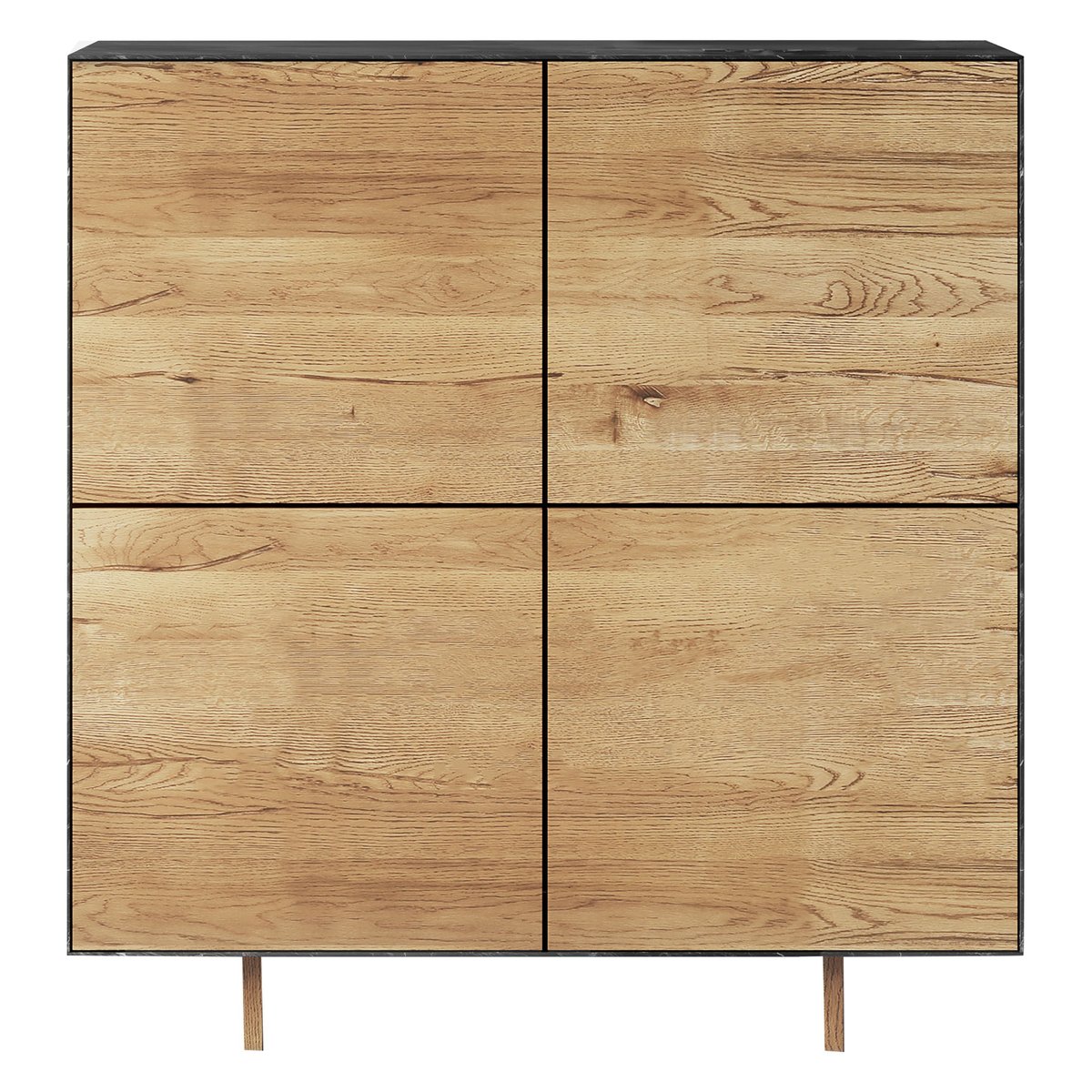 Meuble haut 4 portes céramique  et chêne anthracite, ZAGO