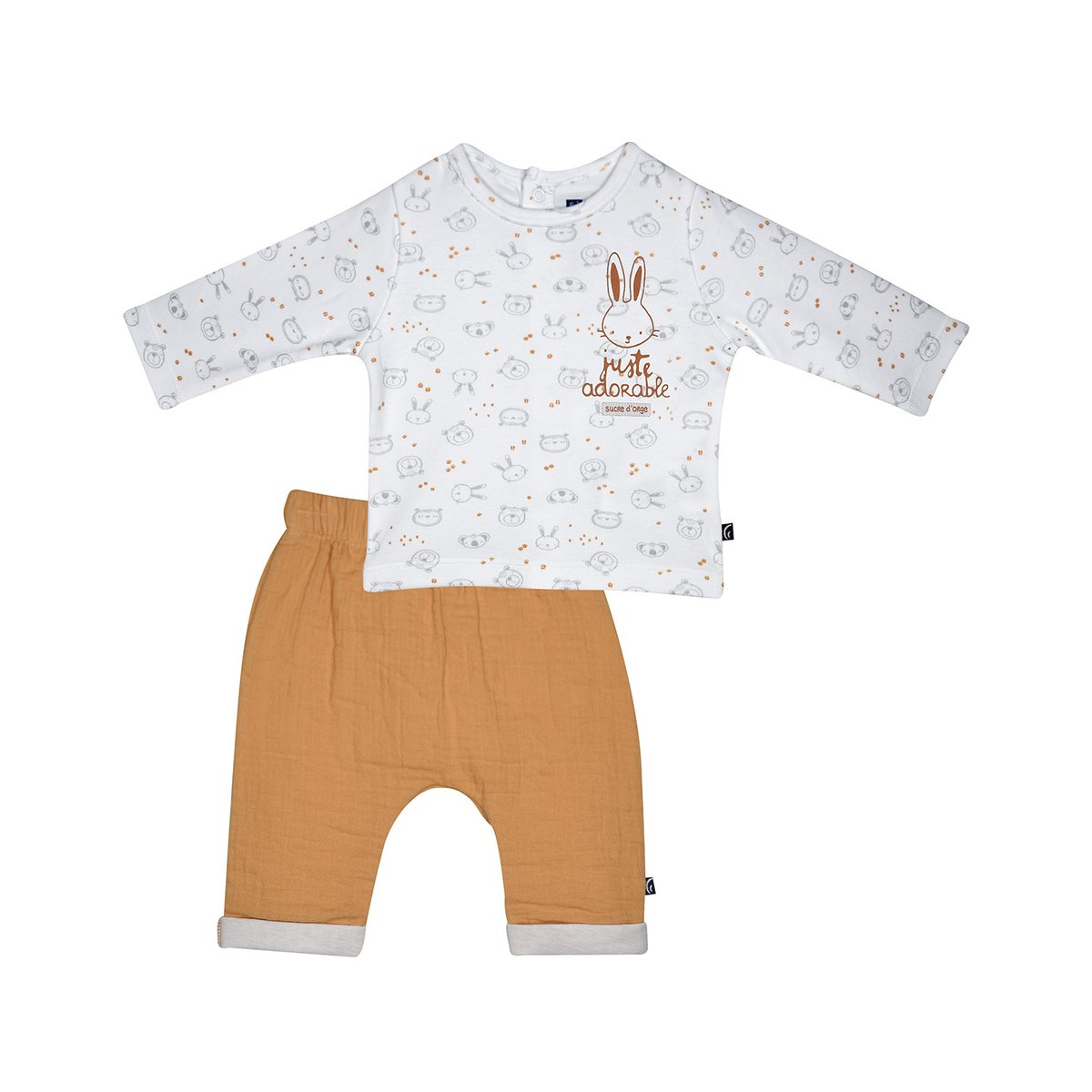 Tshirt pantalon noellien manches longues naissance blanc, SUCRE D'ORGE