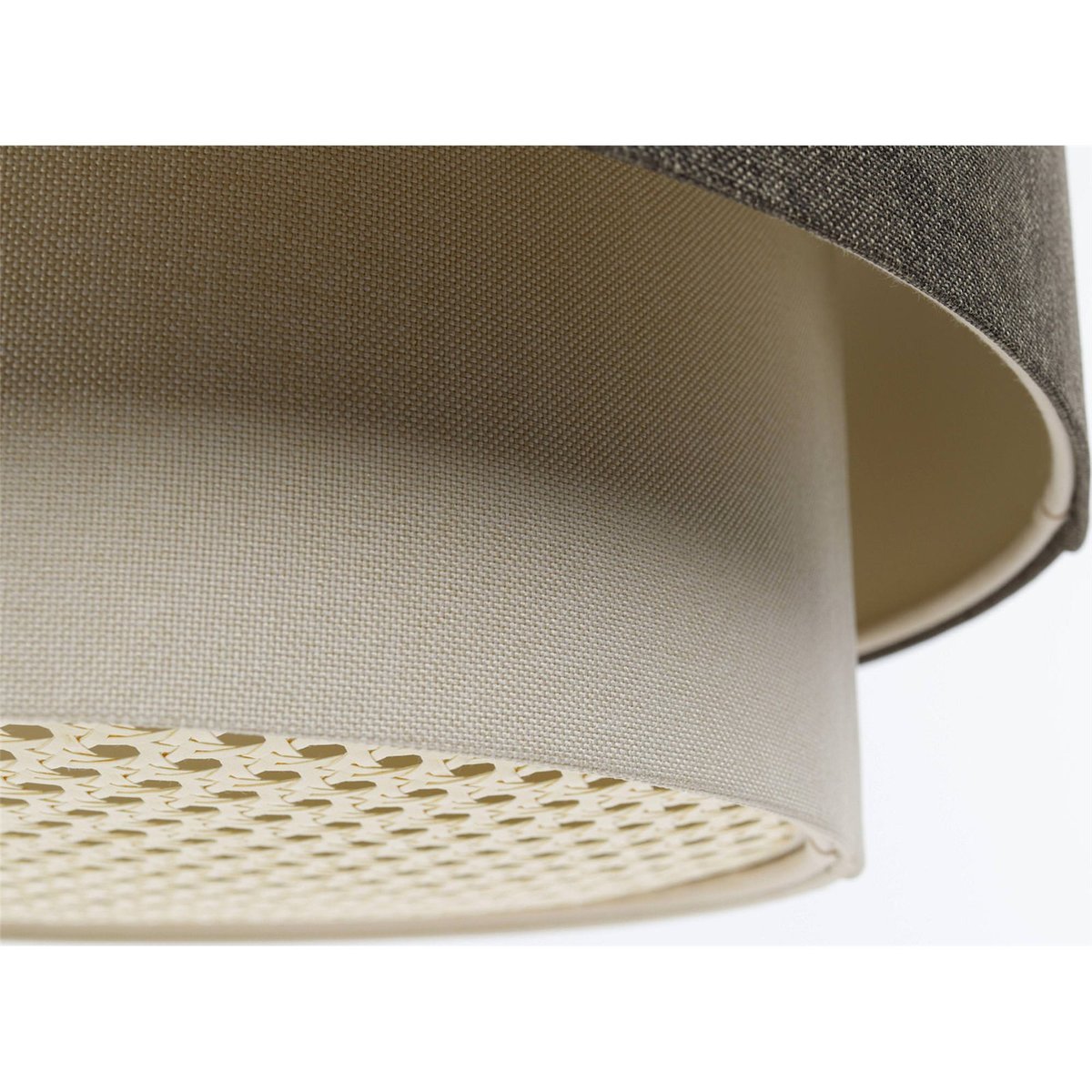 Suspension en tissu et rotin ronde Boho Elegant beige crème et rotin naturel, BPS KONCEPT