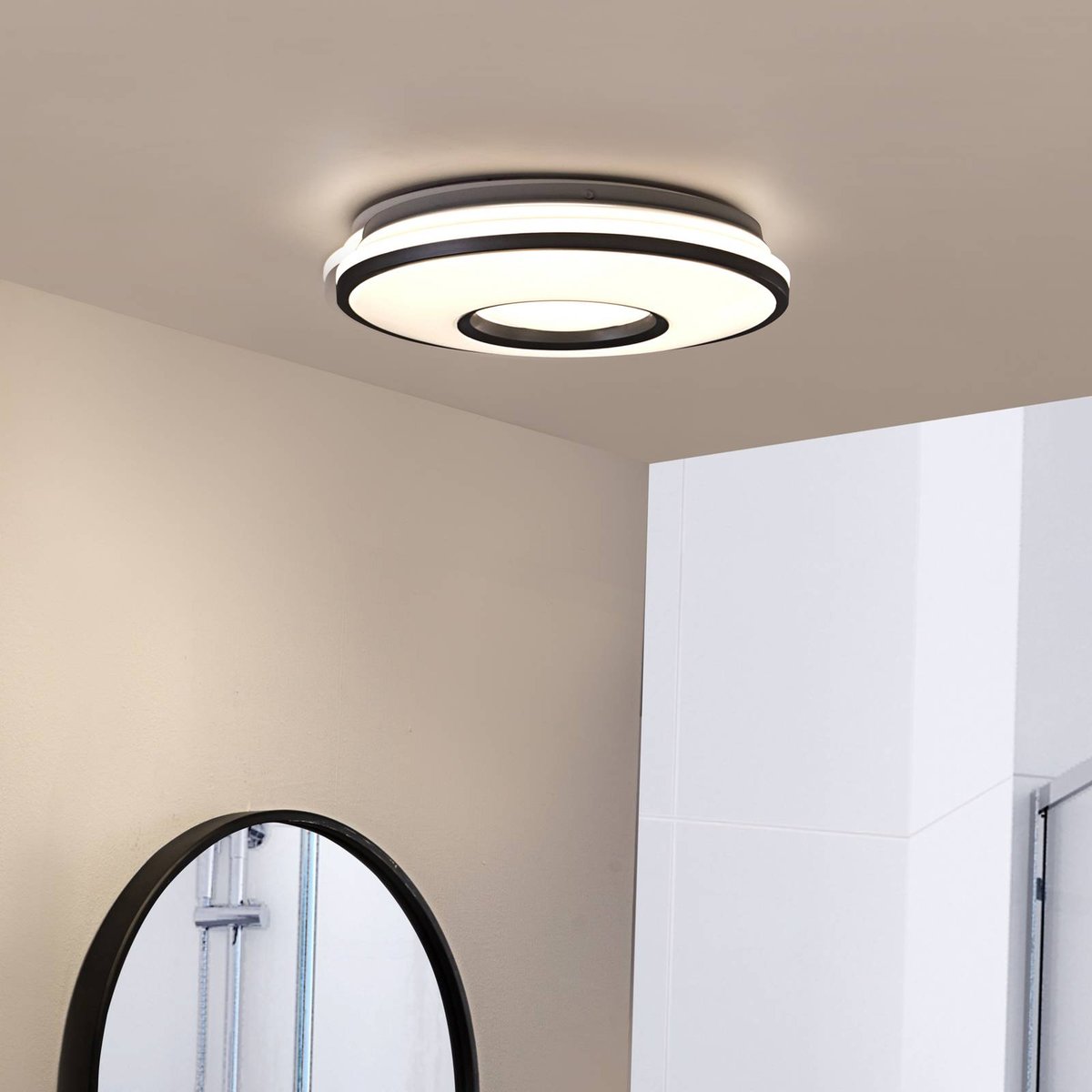Plafonnier en métal moderneLED, Furgo argent, blanc, LINDBY