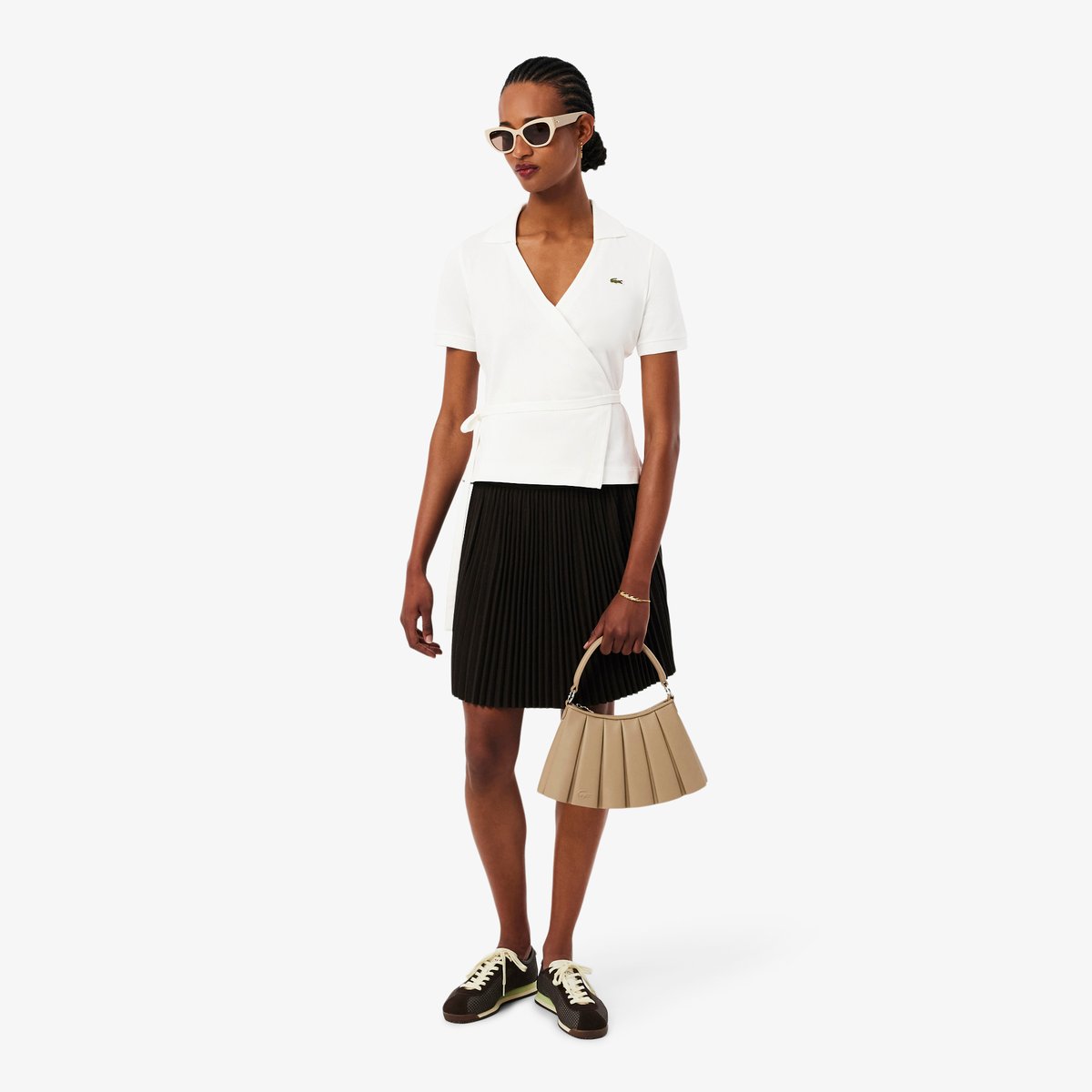 Polo cache-cœur mini Piqué stretch blanc-70v, LACOSTE