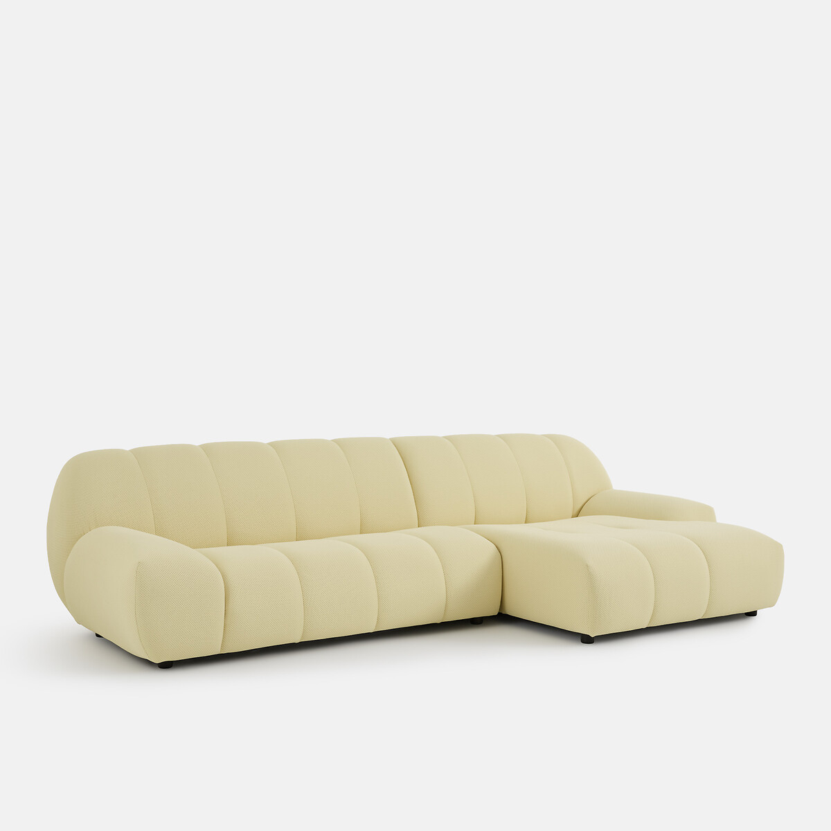 Canapé d'angle droit, 4 places, en tissu matelassé, NURIA jaune, LA REDOUTE INTERIEURS