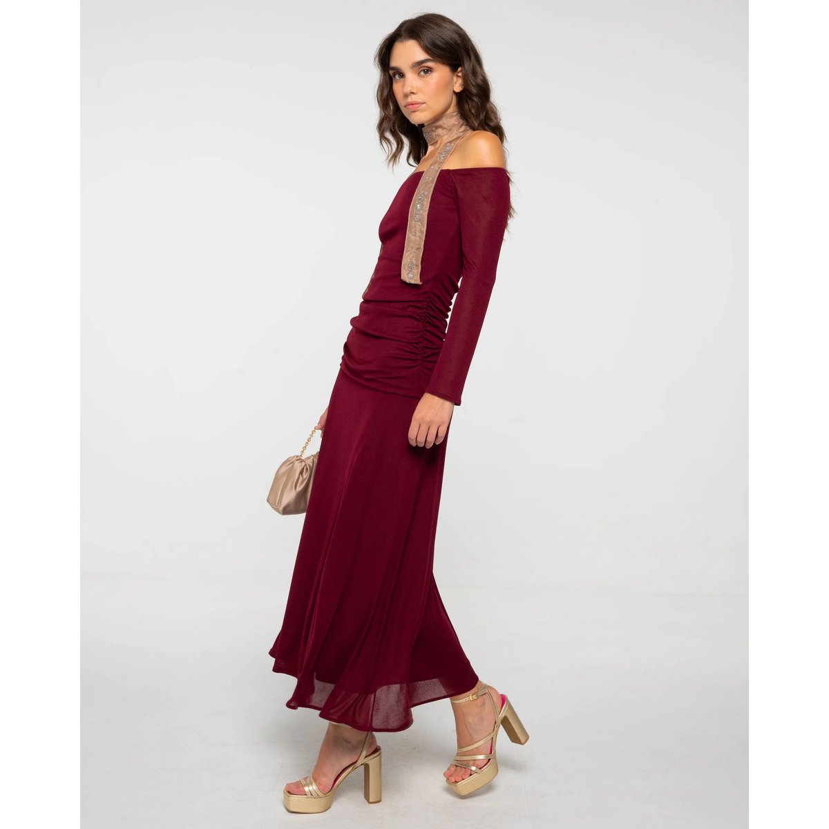 Robe de lingerie à bretelles MERCEDES rouge, THE-ARE