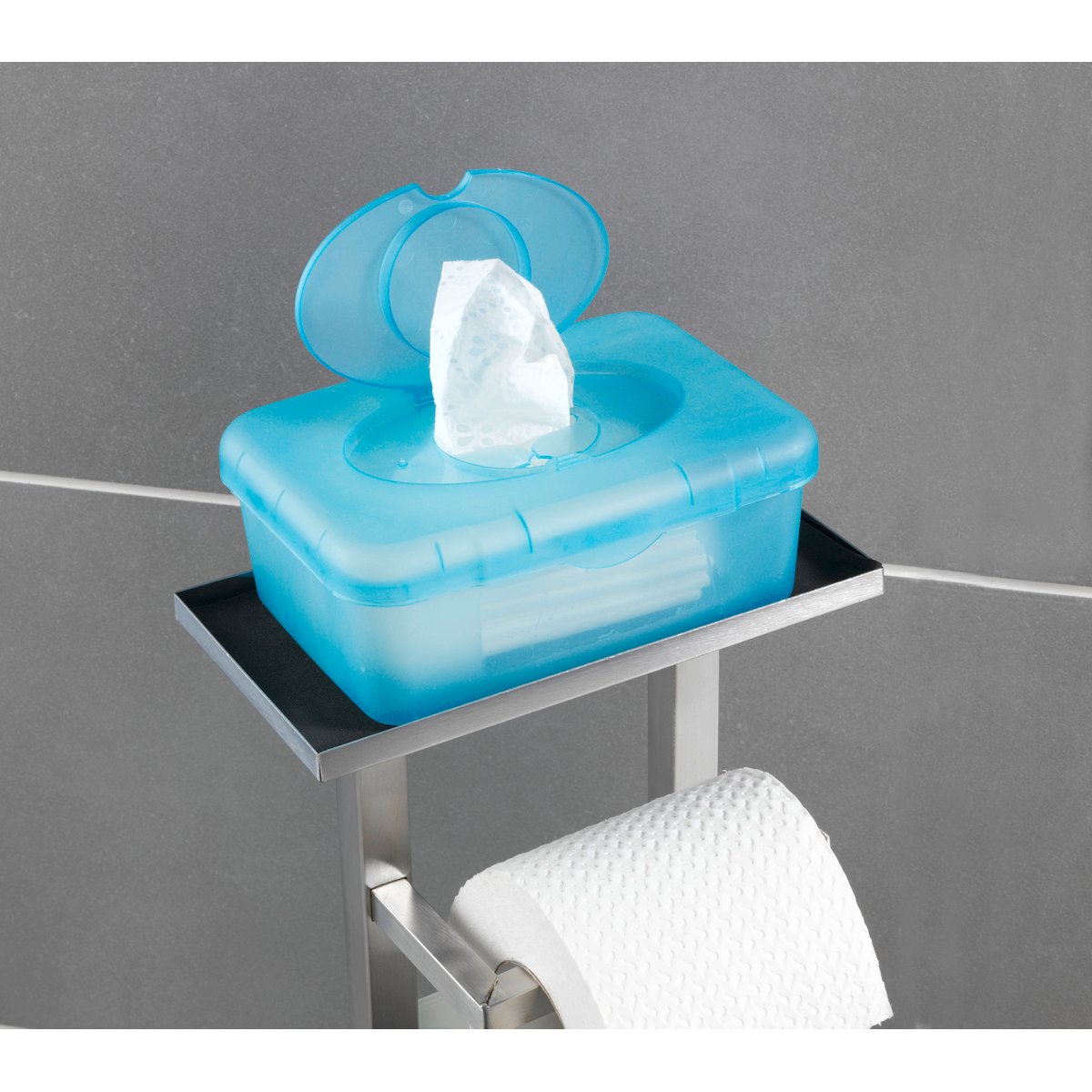 Serviteur WC porte-papier, brosse DEBAR inox mat, WENKO
