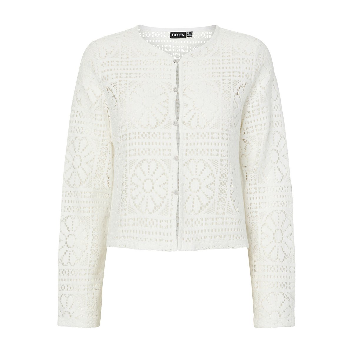 Openwork Buttoned Cardigan white, PIECES