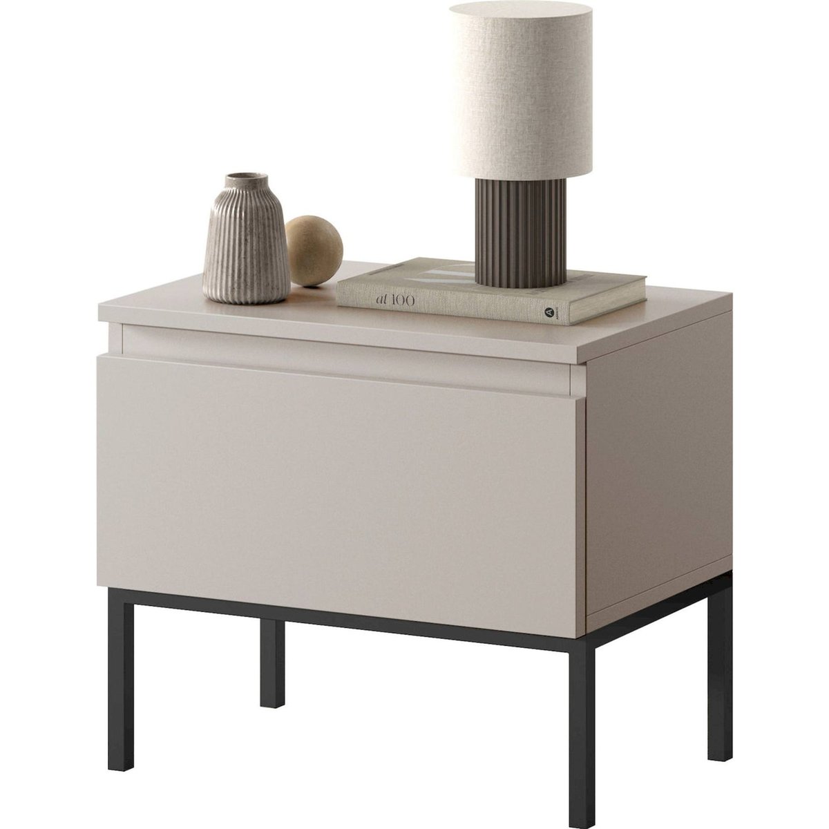 Table de chevet bois collection BEMMI cachemire et noir, RECOLLECTION