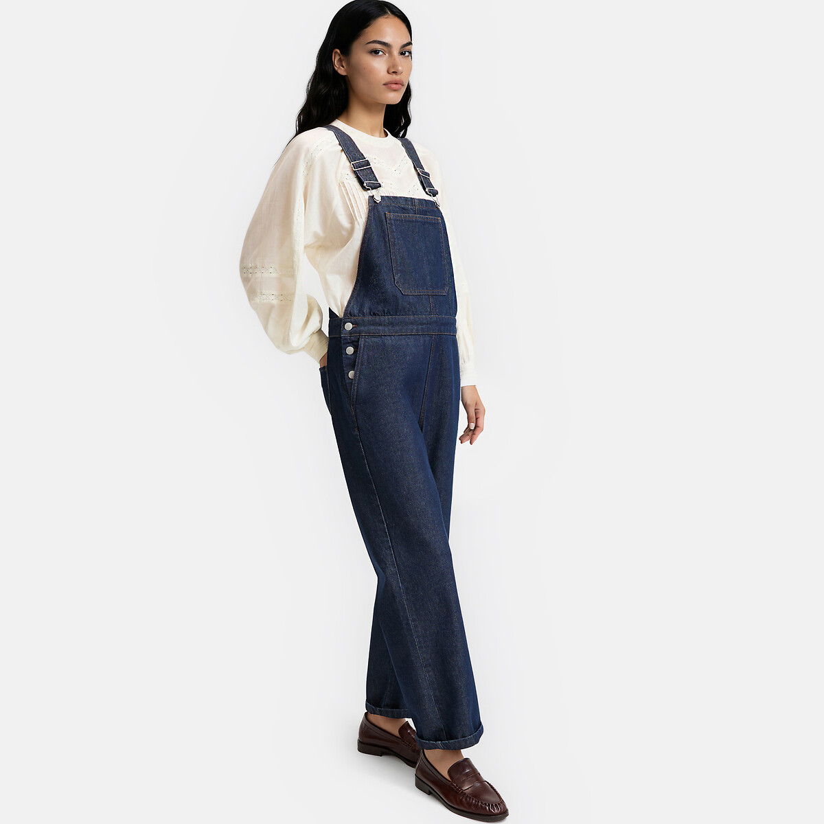 Salopette à bretelles en jean brut, LA REDOUTE COLLECTIONS