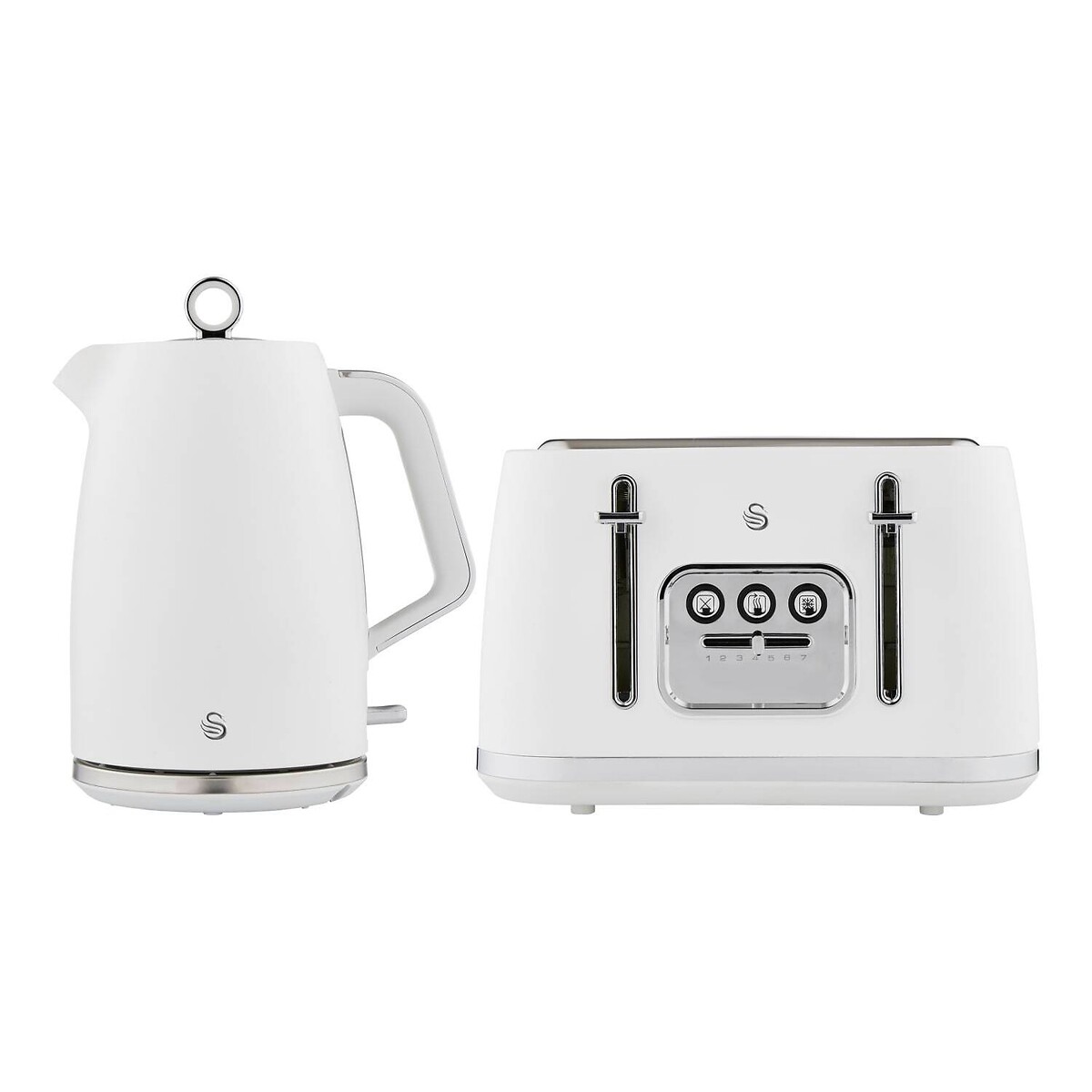 Swan Elegance Kettle & 4-Slice Toaster Set – White white, SWAN