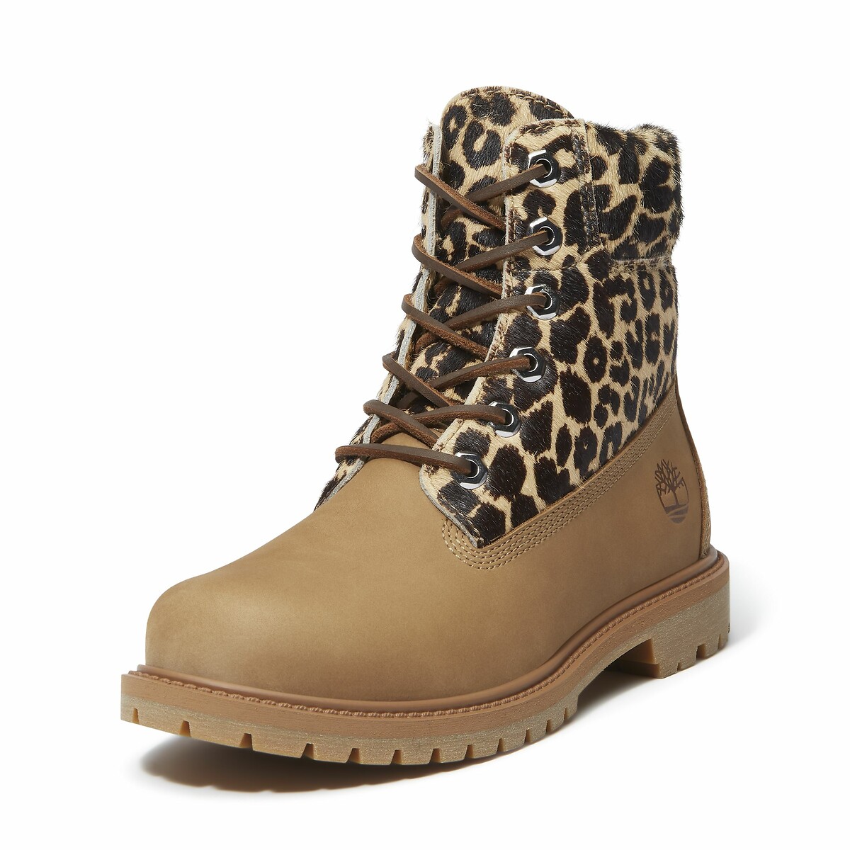 Premium Boot Ankle Boots with Lace-Up Fastening beige/leopard print, TIMBERLAND