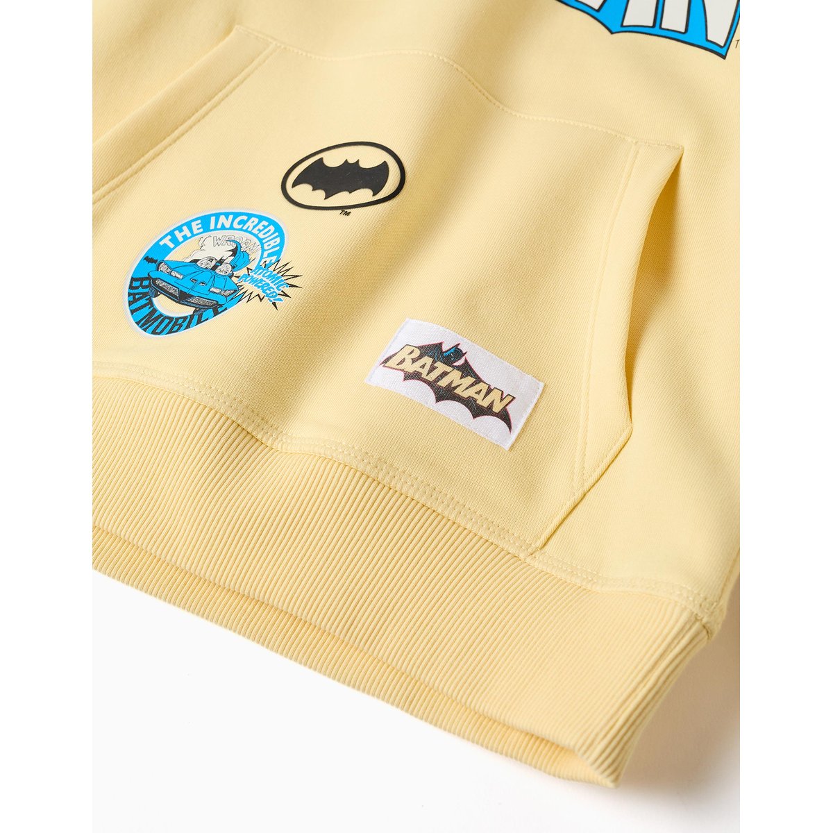Sweat en coton peigné à capuche avec imprimé Batman jaune, ZIPPY