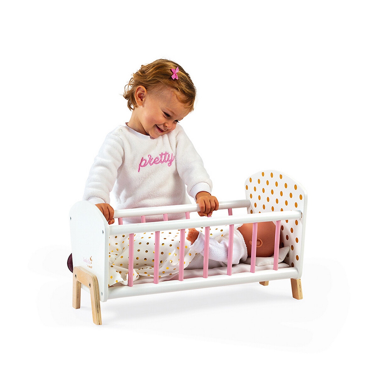 Lit Poupée Candy Chic En Bois Jo5889 blanc, JANOD