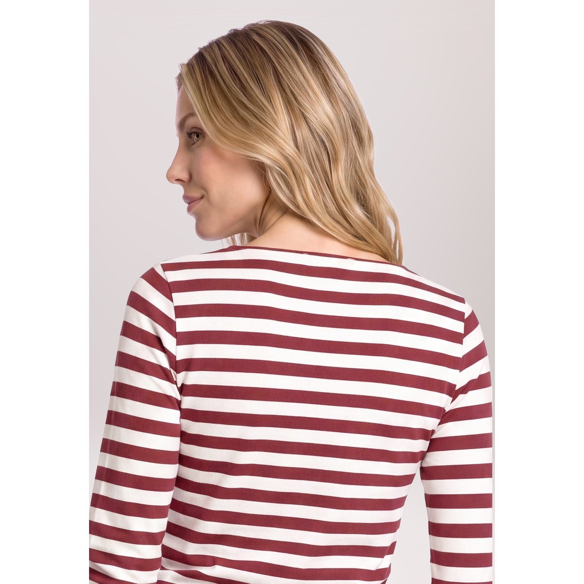 T-shirt à rainures à encolure bateau dark red/cream, BETTY & CO