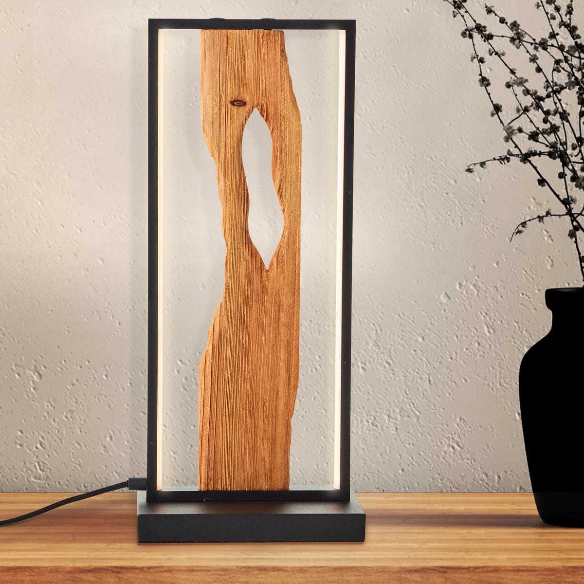 Lampe CHAUMONT noir-bois, BRILLIANT