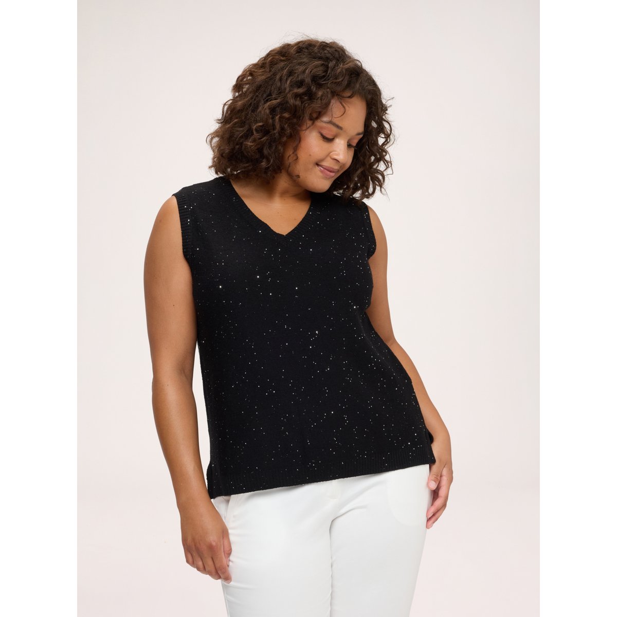 Top avec micro paillettes noir, FIORELLA RUBINO