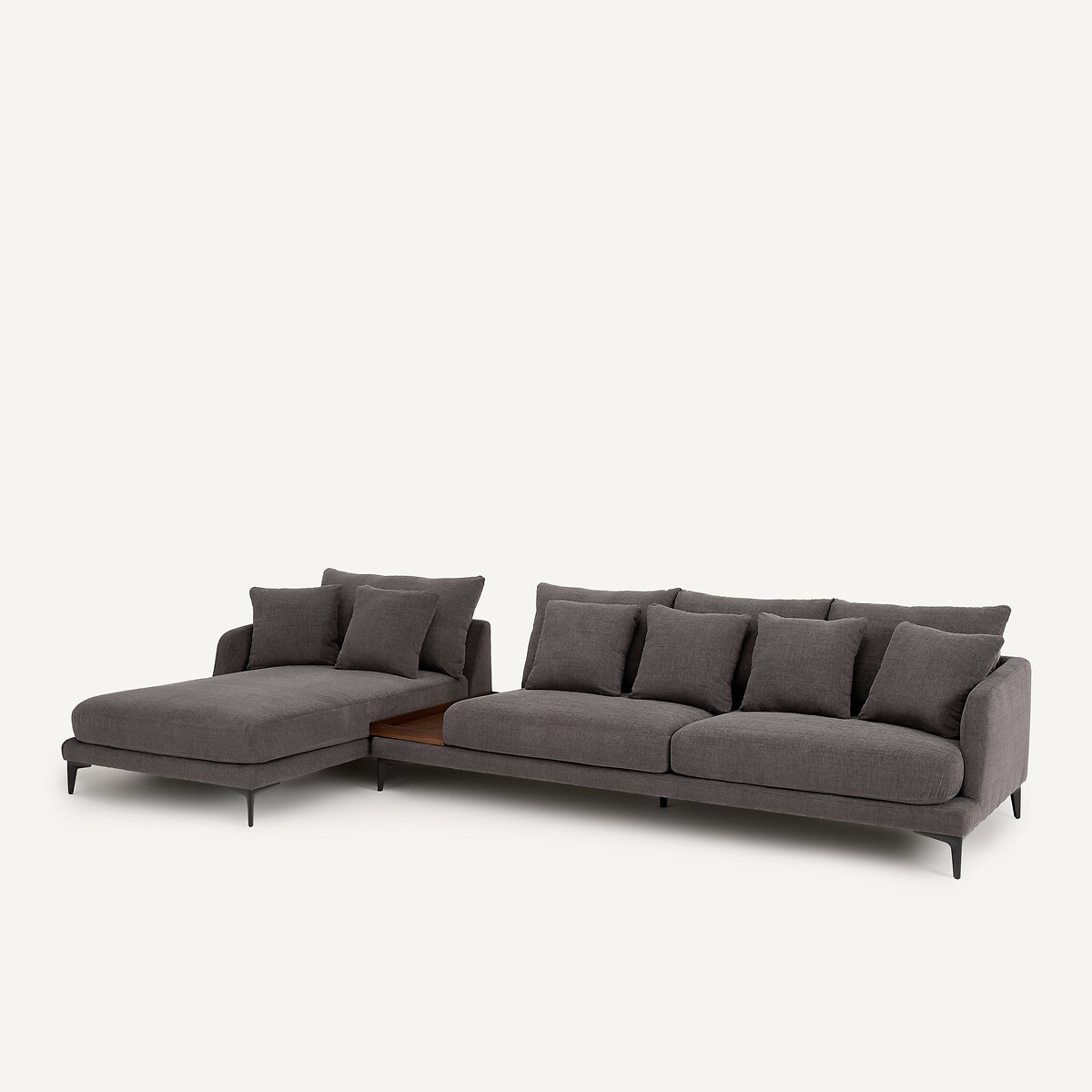 Chaise longue in poliestere effetto tessuto intrecciato, MODERNISTE, design Emmanuel Gallina antracite, EMMANUEL GALLINA X AM.PM