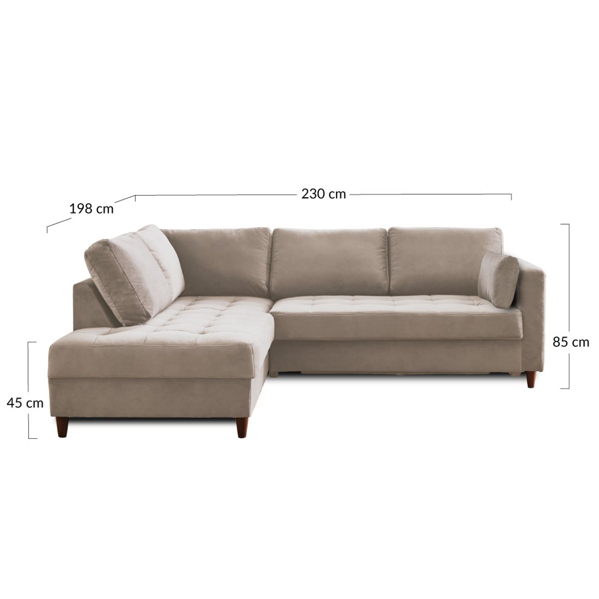 Canapé d'Angle Convertible 5 places - ANNA bleu canard, BEST MOBILIER