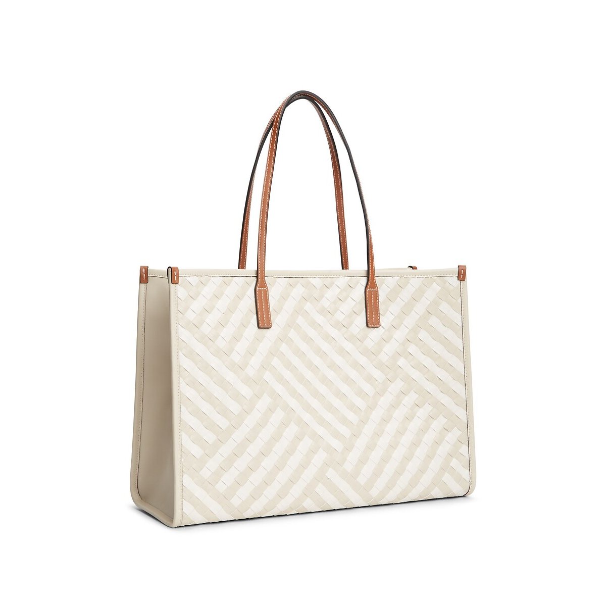 Gevlochten handtas, TH CITY beige/ecru, TOMMY HILFIGER