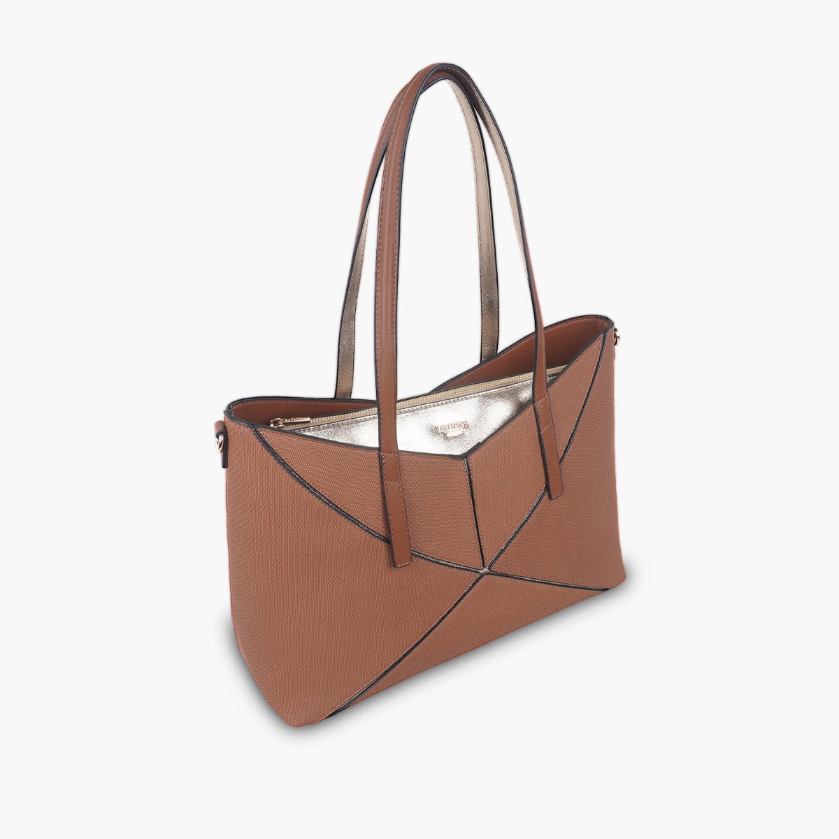 Grand sac shopper Tamelia cognac,doré, LOLLIPOPS