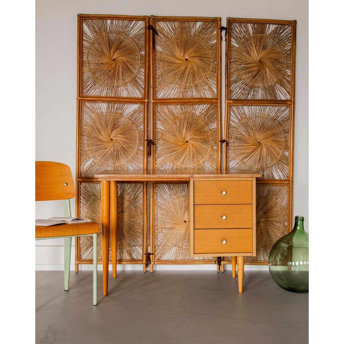 Bureau au style scandinave Yvan N°556 - Bon état bois clair, DEBONGOUT