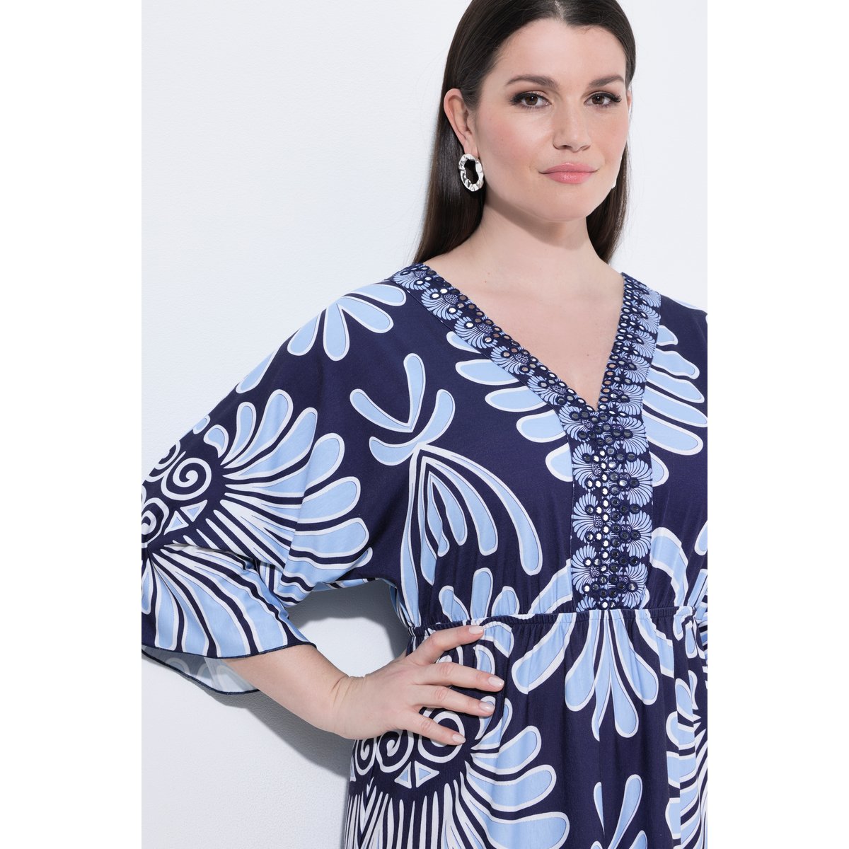 Robe maxi toucher coton marine, ULLA POPKEN