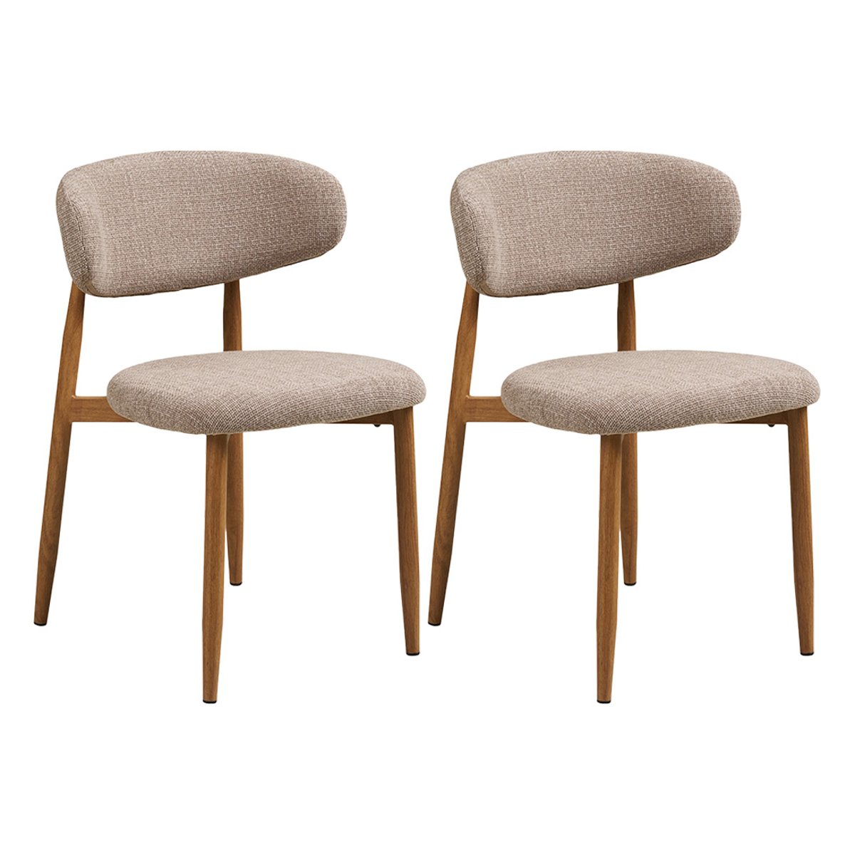 Lot de 2 chaises en tissu texturé, EDDIE bois / beige, BEST MOBILIER
