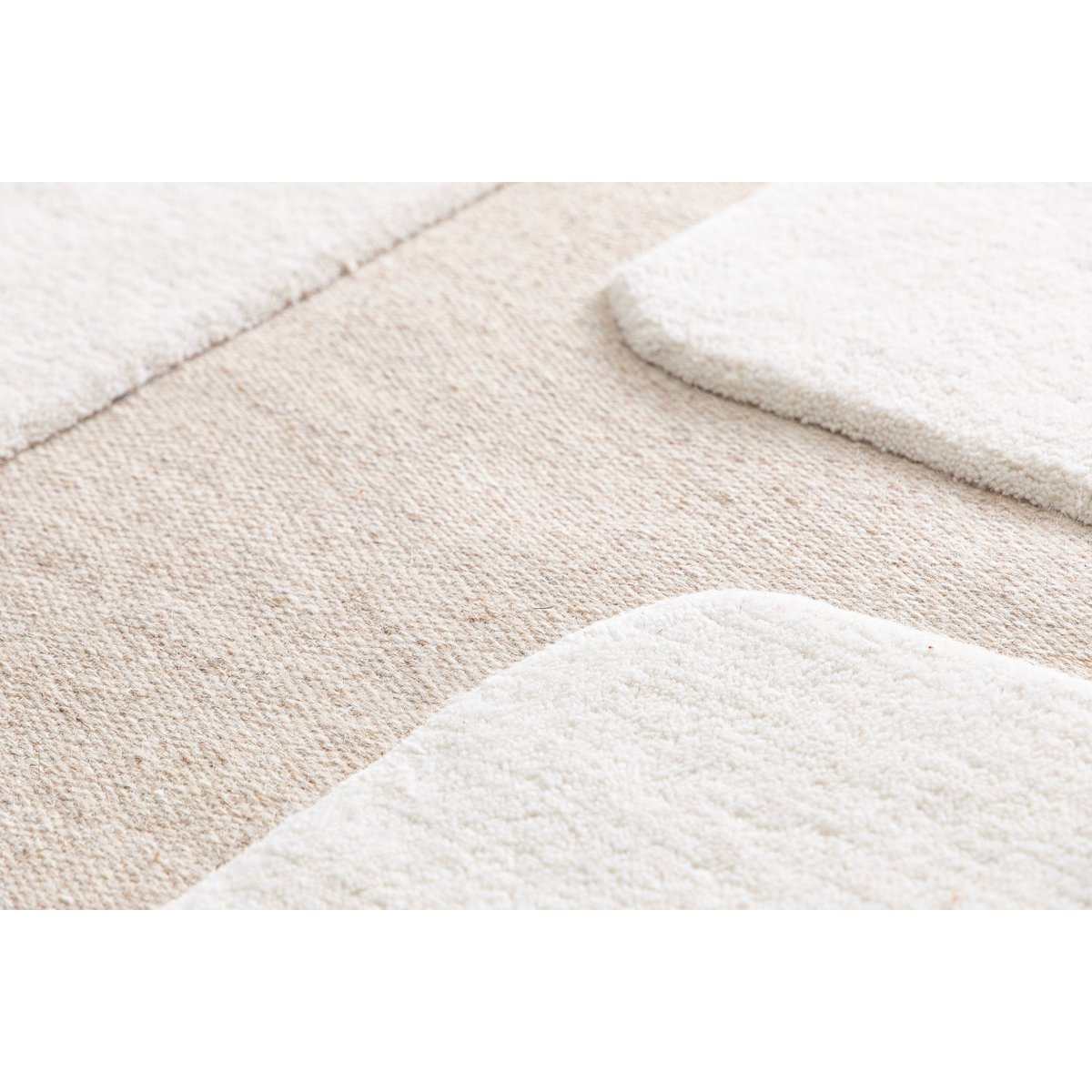 Tapis en laine à relief géométrique USONIA beige sable, AFK LIVING