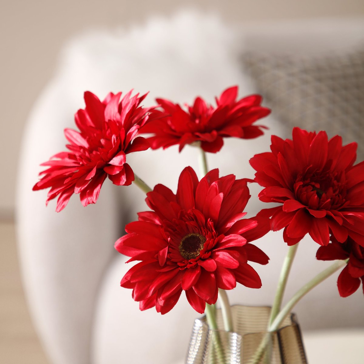 Tige de gerbera artificielle H59 blanc, SIA DECO