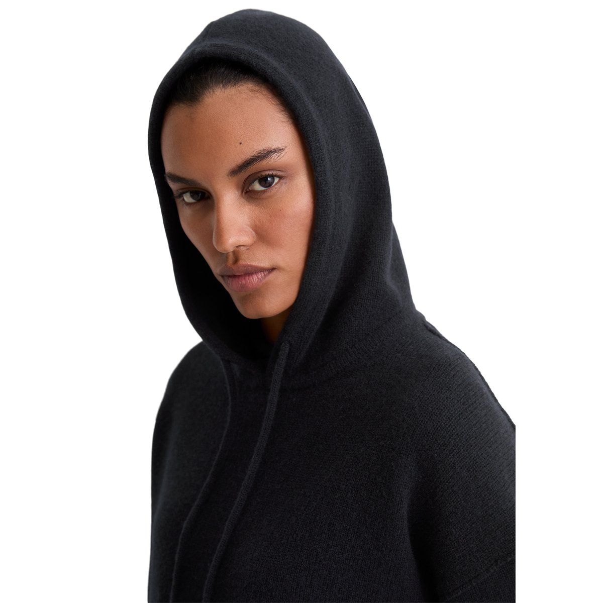 Hoodie en tricot regular en laine d'agneau moelleuse bleu foncé, MARC O'POLO