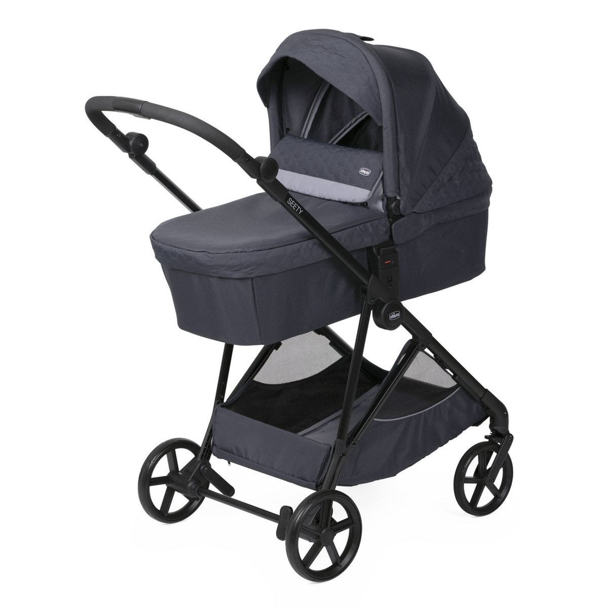 Poussette trio Seety + Siège auto Kory I-Size essential + Nacelle Seety gris, CHICCO