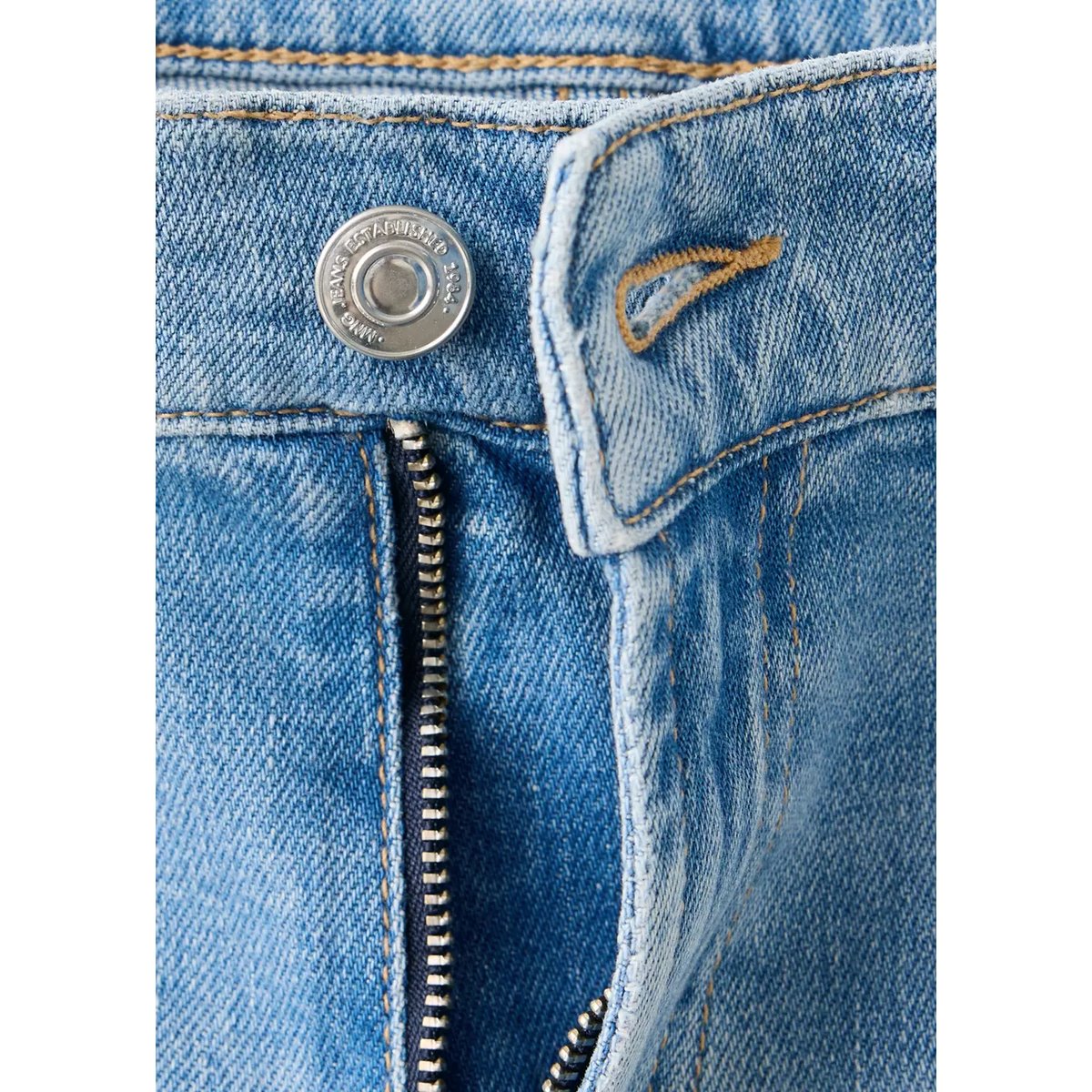 Jean wide leg brillant bleu moyen, MANGO