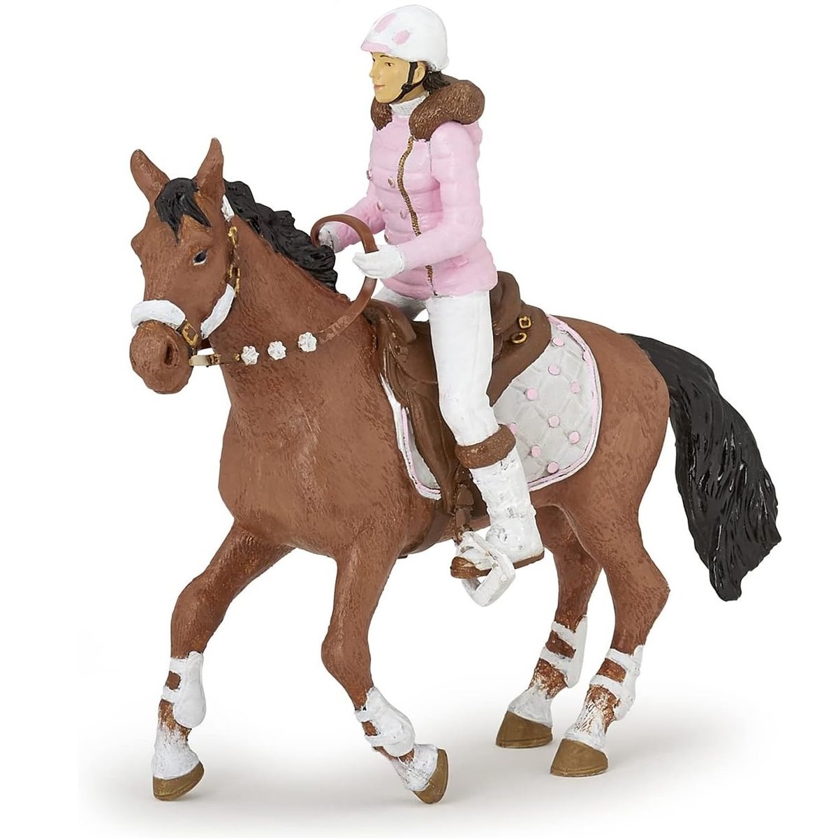 Figurine Cavalière Fashion hiver rose, PAPO