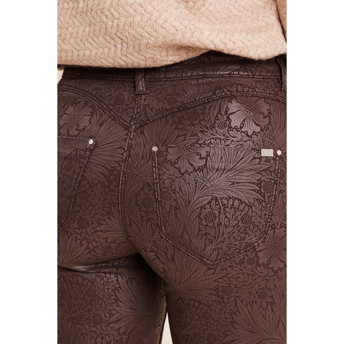 Pantalon coupe ajustée enduit marron, BREAL
