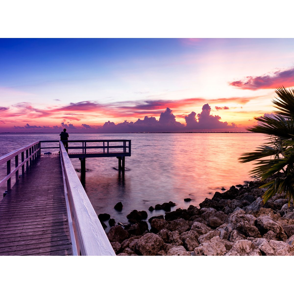Papier peint panoramique coucher de soleil a miami intissé, HEXOA