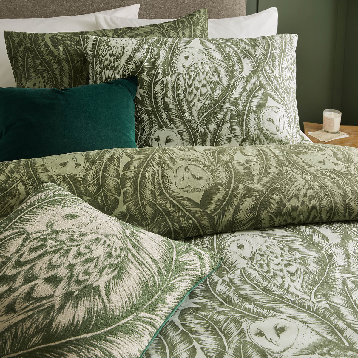Albus Reversible Duvet Cover and Pillowcase Set dark green, WYLDER