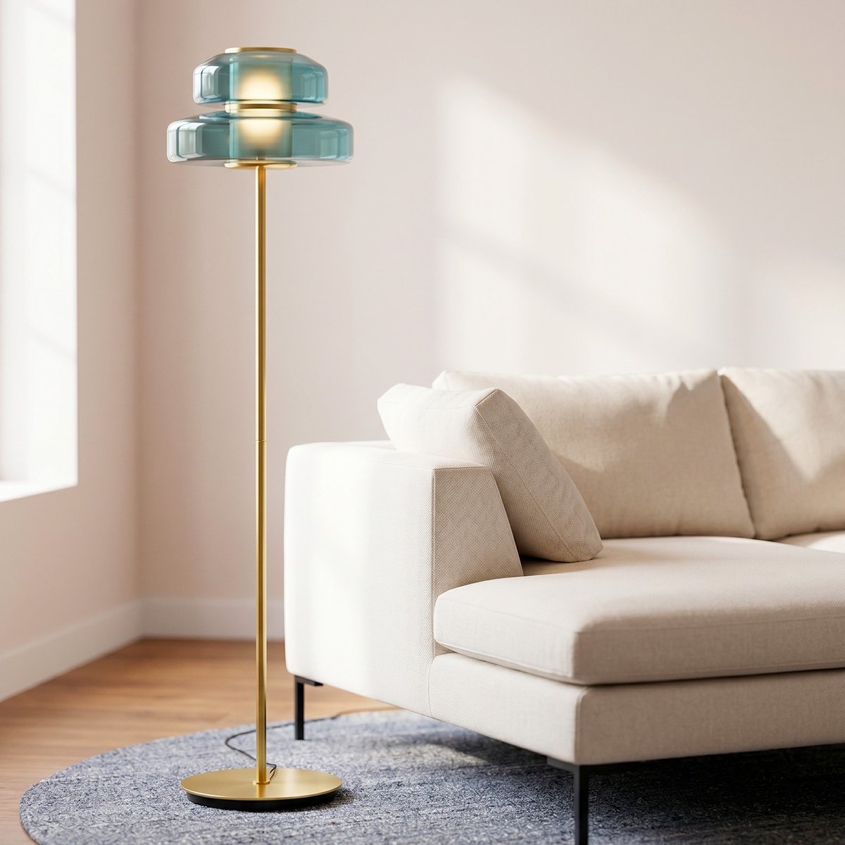 Lampadaire en verre, ARCADIA bleu, KARE DESIGN