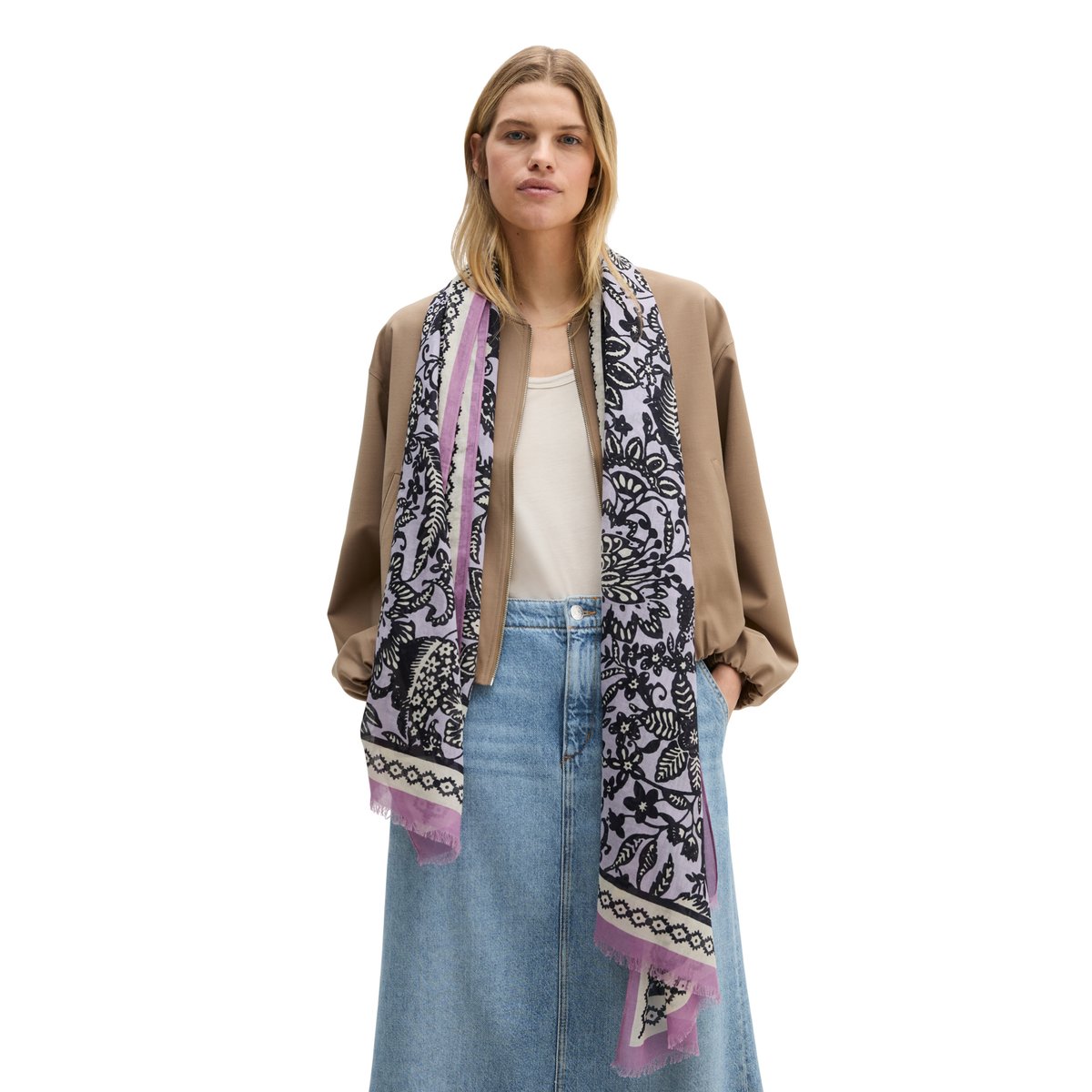 Foulard à l'imprimé allover avec TENCEL™ Lyocell rose bonbon, MARC O'POLO