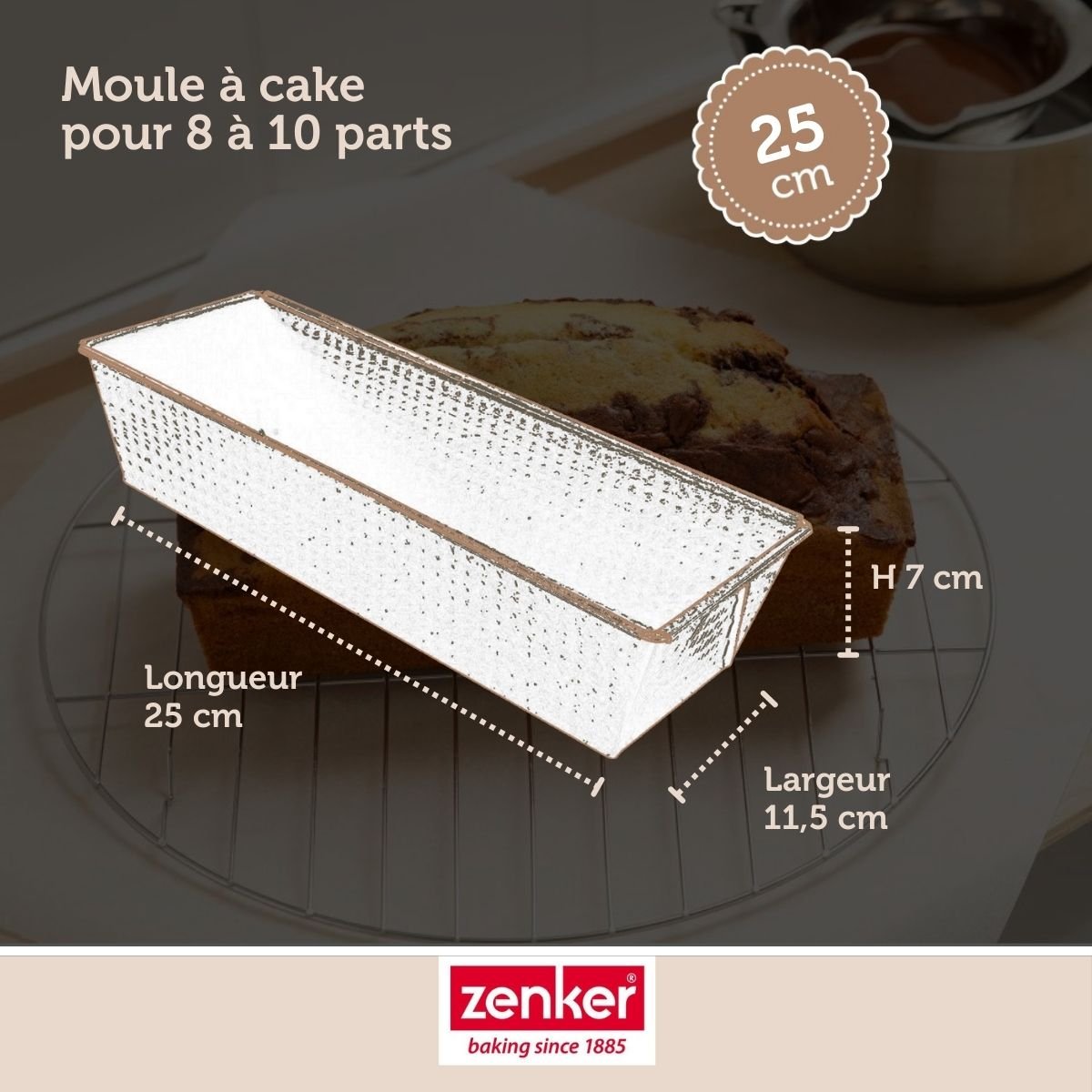 Set pâtisserie moule à cake 25 cm, 2 bols à mixer, verre noir, ZENKER