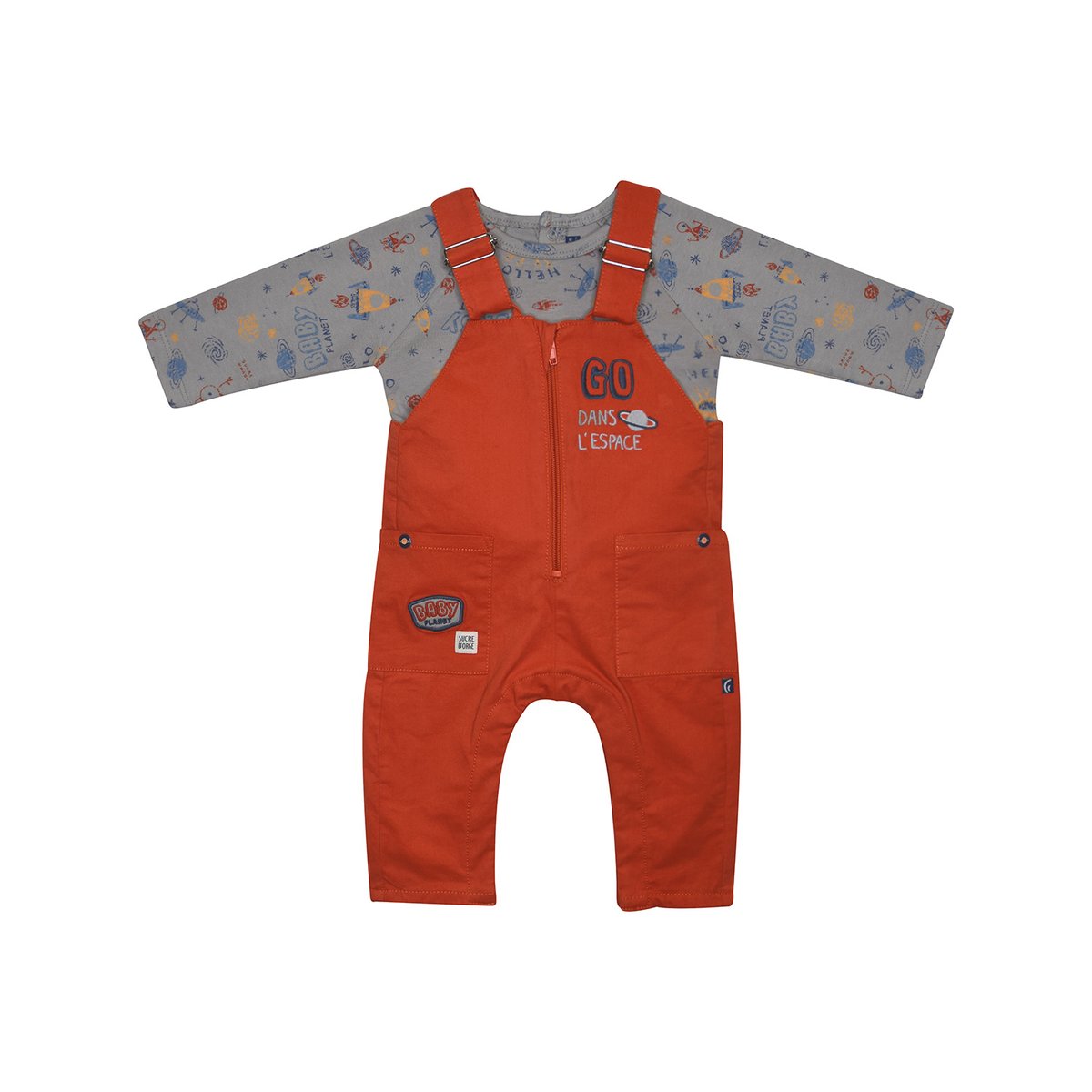 Tshirt salopette ivanohe twill long bebe rouge, SUCRE D'ORGE