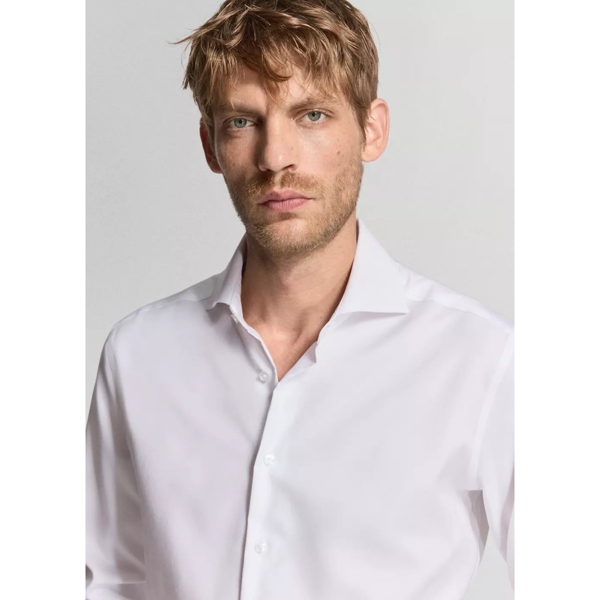 Chemise costume slim fit coton blanc, MANGO MAN