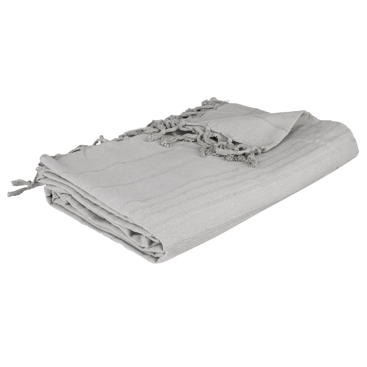 Jeté de lit 230x250 ivoire coton gris clair, ATMOSPHERA