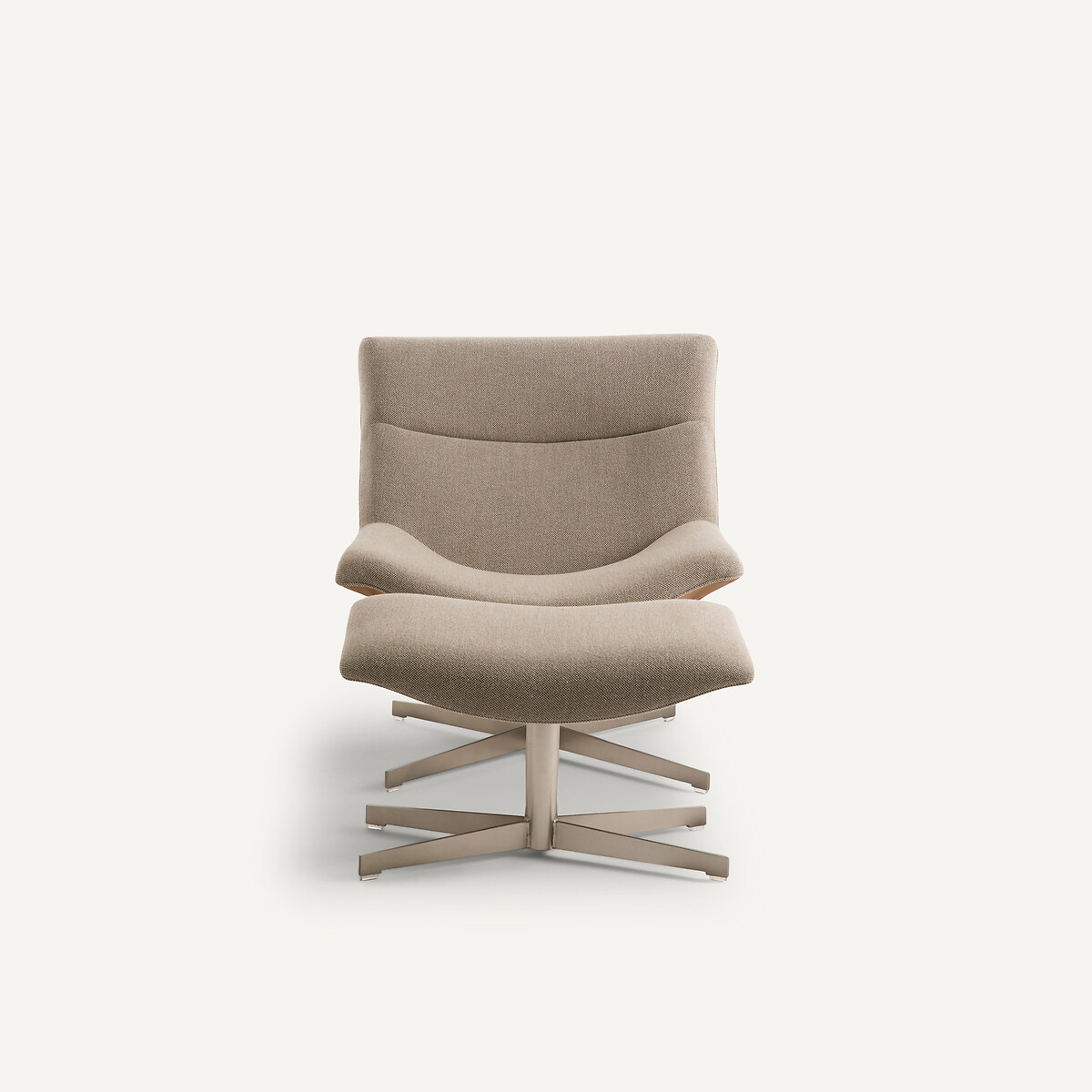 Fauteuil relax pivotant et son repose-pieds Wesley beige/moka, AM.PM