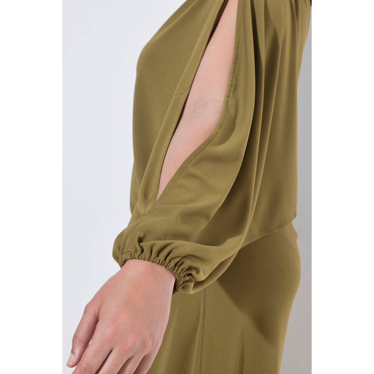 Robe longue esprit cape, décolleté rond marron, ULLA POPKEN
