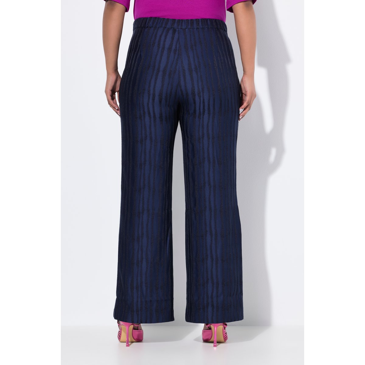 Pantalon jambe droite et large marine foncé, ULLA POPKEN