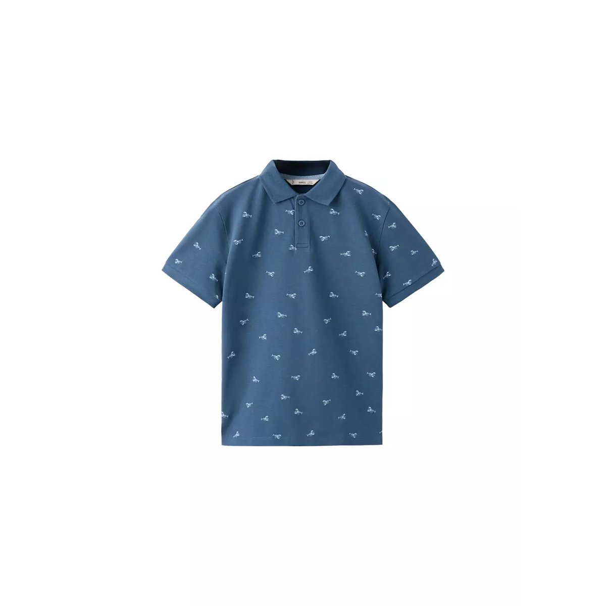 Polo coton imprimé bleu, MANGO KIDS