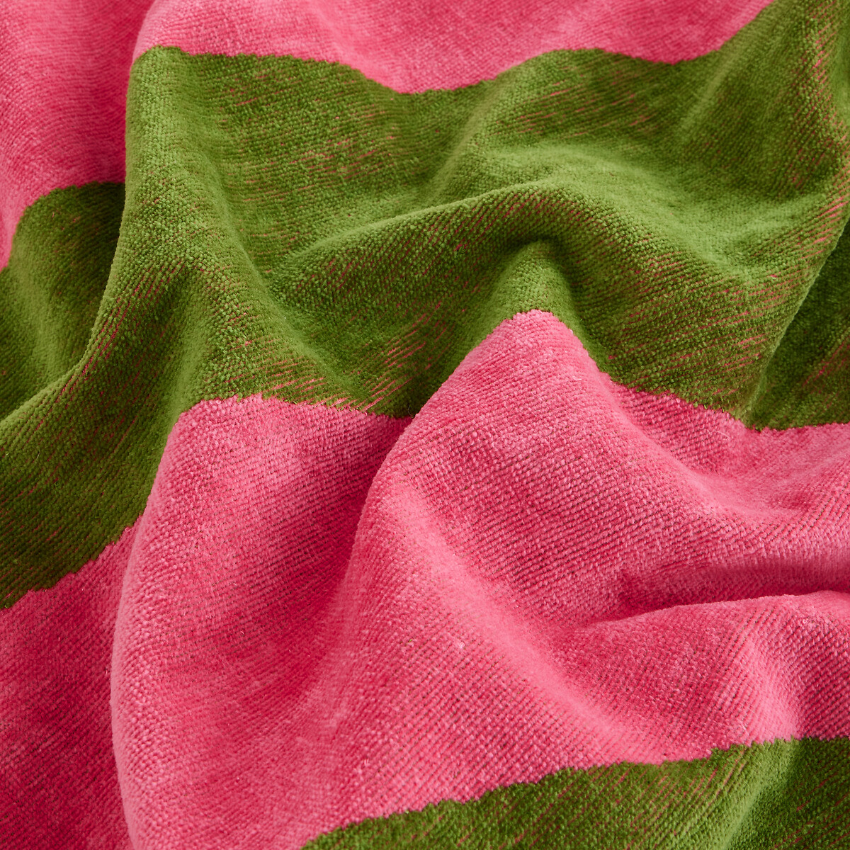 Serviette de plage éponge velours, Scénario Vague rose/vert, LA REDOUTE INTERIEURS