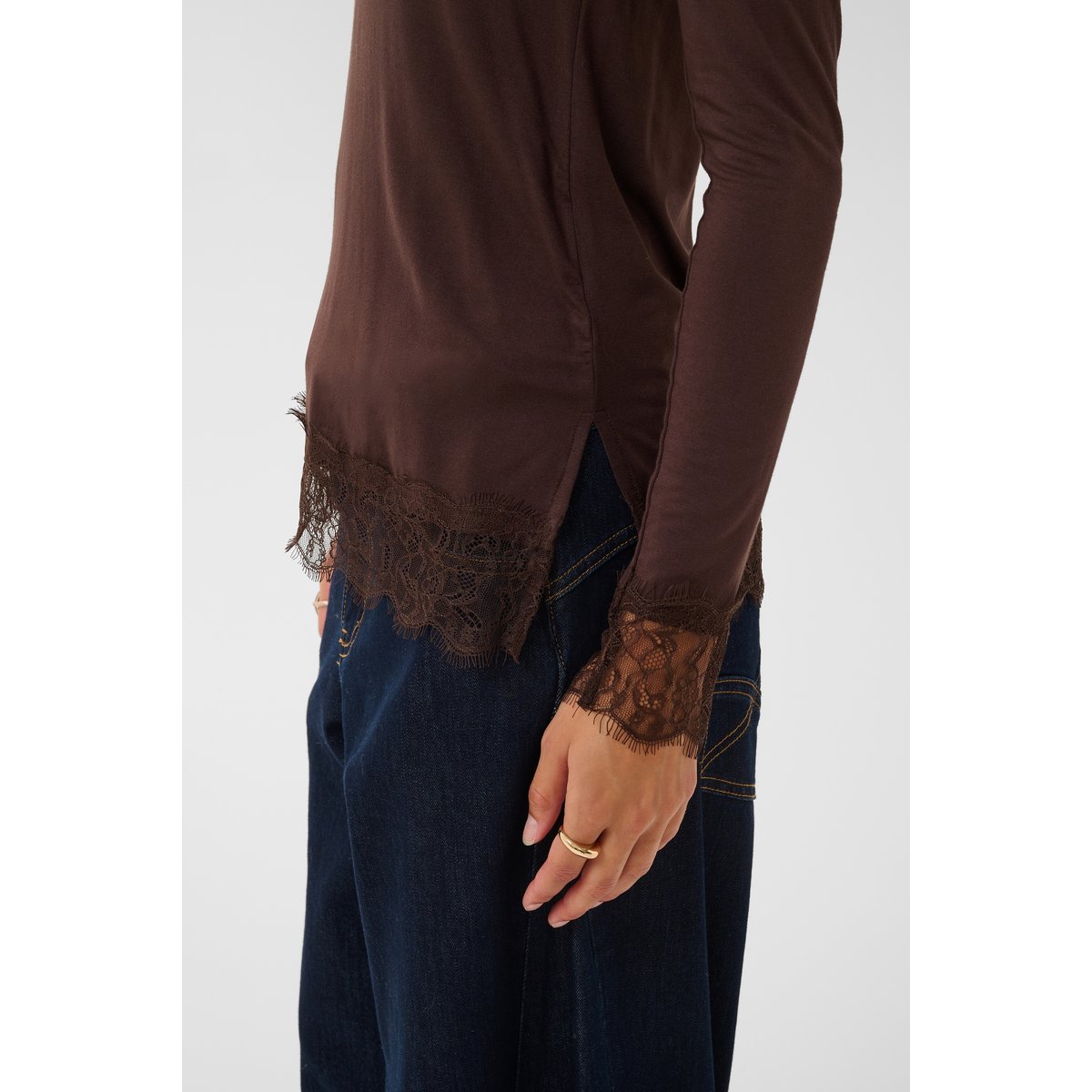 T-shirt à manches longues marron java, CREAM