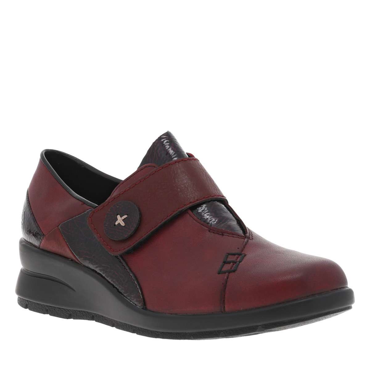 Basket Basse Cuir Cristallino rouge, RIEKER