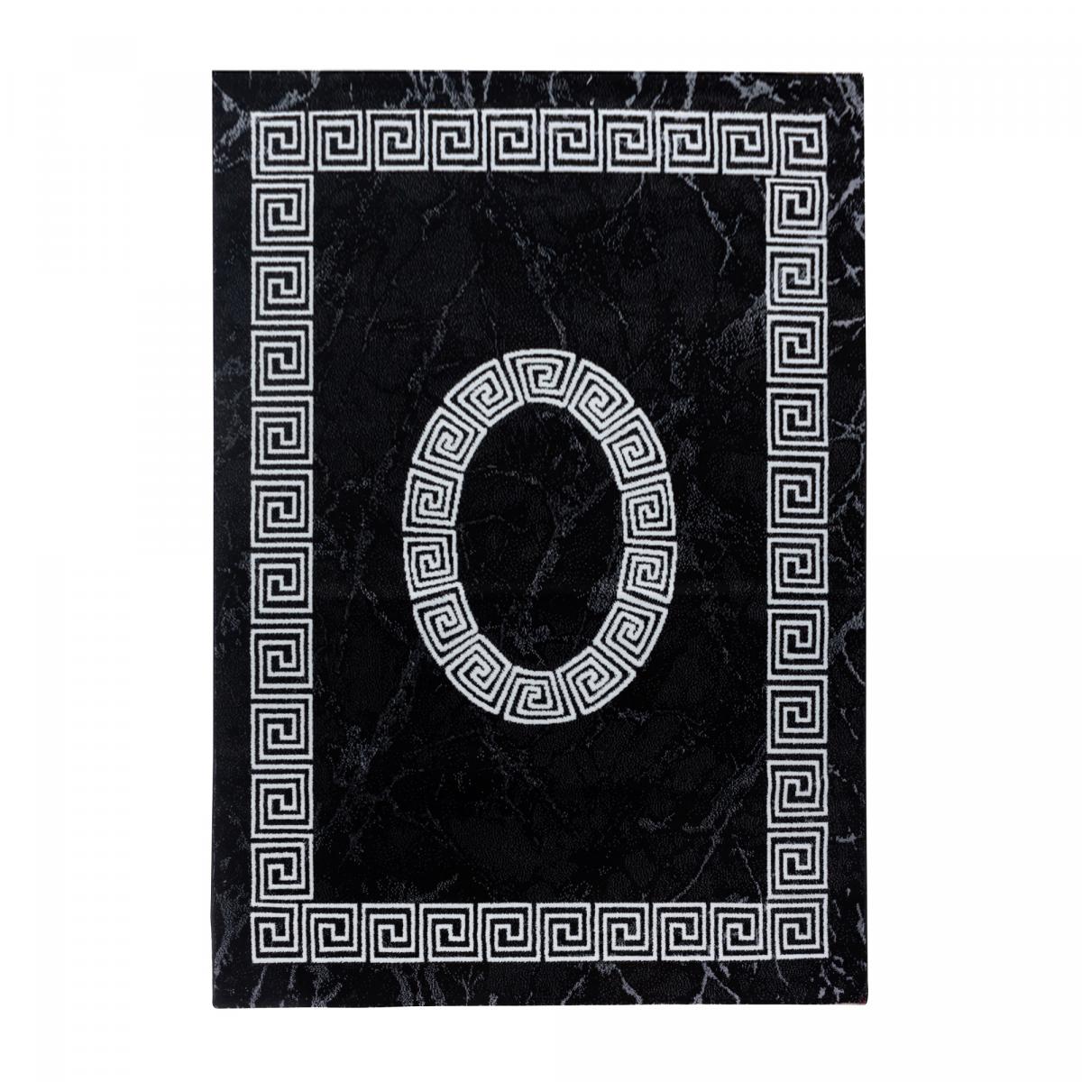 Tapis pour une chambre ou une entrée tissé motif baroque SAPURI noir, blanc, UN AMOUR DE TAPIS